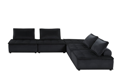 Anna 120' Black Velvet 5 Pc Sectional Sofa - sold by Home Elegance USA