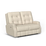 Devon Transitional Fabric Power Reclining Loveseat With Power Headrests | Flexsteel
