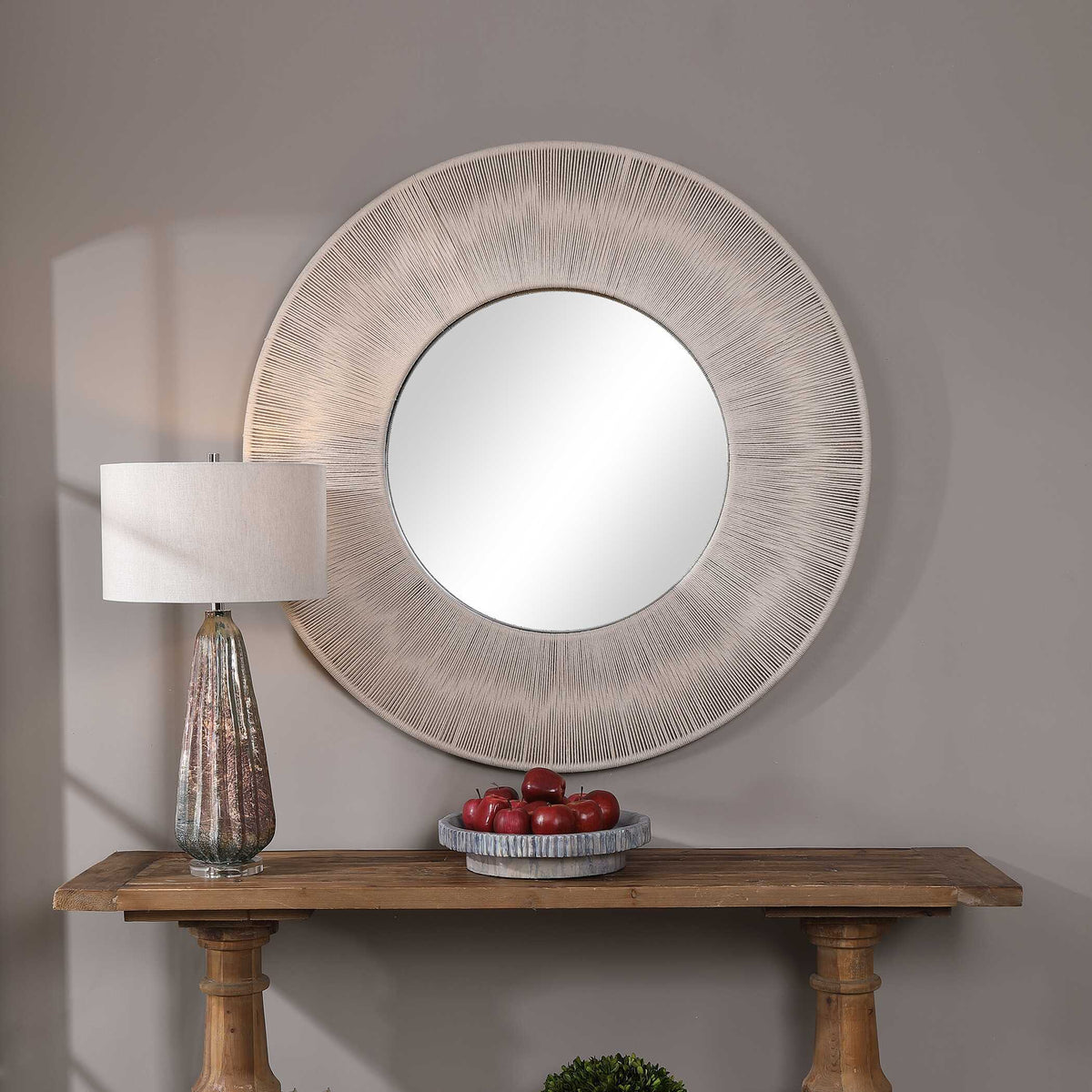 Sailor's Knot Round Mirror - Beige by Uttermost - View 6