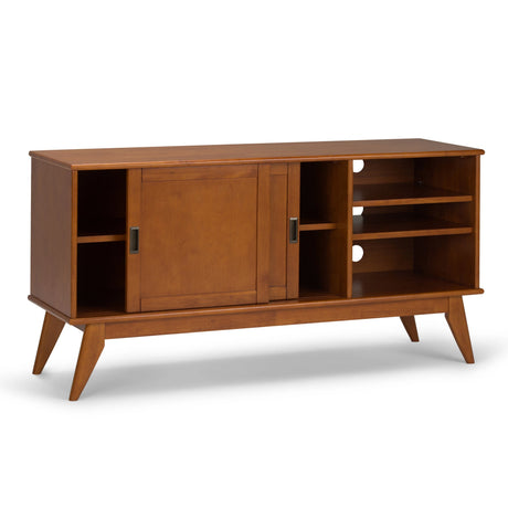 Draper 60 inch Wide Solid Wood Mid Century Medium TV Stand in Teak Brown For TVs up to 65 inches - sold by Home Elegance USA