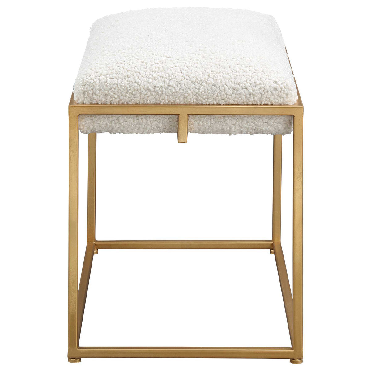 Paradox Small Shearling Bench Gold & White - White / Gold by Uttermost - View 4