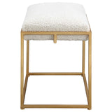 Paradox Small Shearling Bench Gold & White - White / Gold by Uttermost - View 4