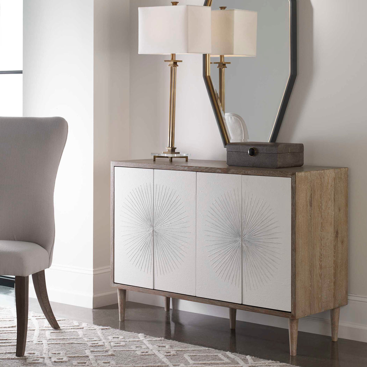 Dani 4 Door Cabinet - White / Light Brown by Uttermost - View 8
