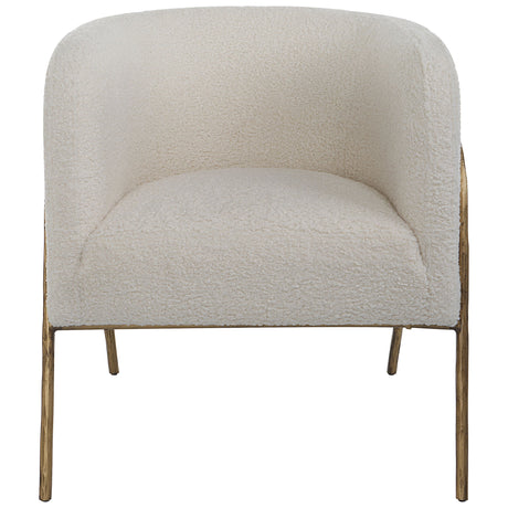 Jacobsen Shearling Accent Chair Off White - White / Light Brown by Uttermost - View 1