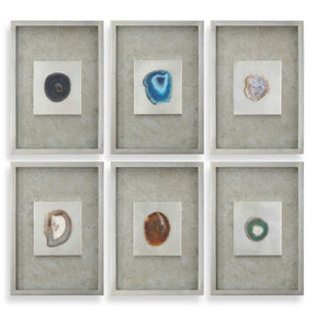 Agate Stone Wall Art (Set of 6) - Silver by Uttermost - View 1