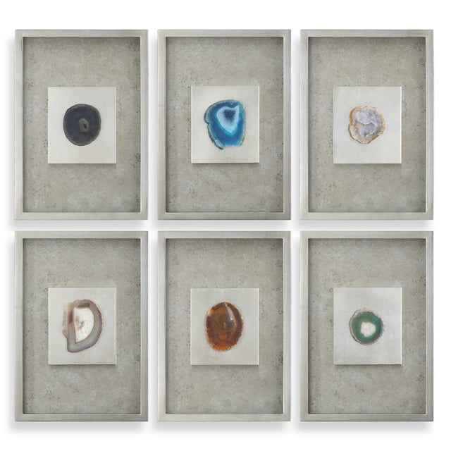 Agate Stone Wall Art (Set of 6) - Silver by Uttermost - View 1