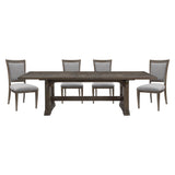 Classic Dining Furniture 5pc Set Extendable Dining Table and 4x Side Chairs Driftwood Brown Finish Durable Wooden