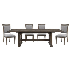 Classic Dining Furniture 5pc Set Extendable Dining Table and 4x Side Chairs Driftwood Brown Finish Durable Wooden