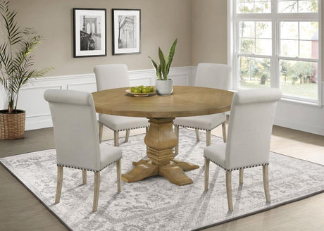 Florence 5 - piece Round Dining Set Rustic Smoke and Beige - 180200 - S5B - image - 1