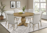 Florence 7 - piece Round Dining Set Rustic Smoke and Beige | Coaster | Home Elegance USA