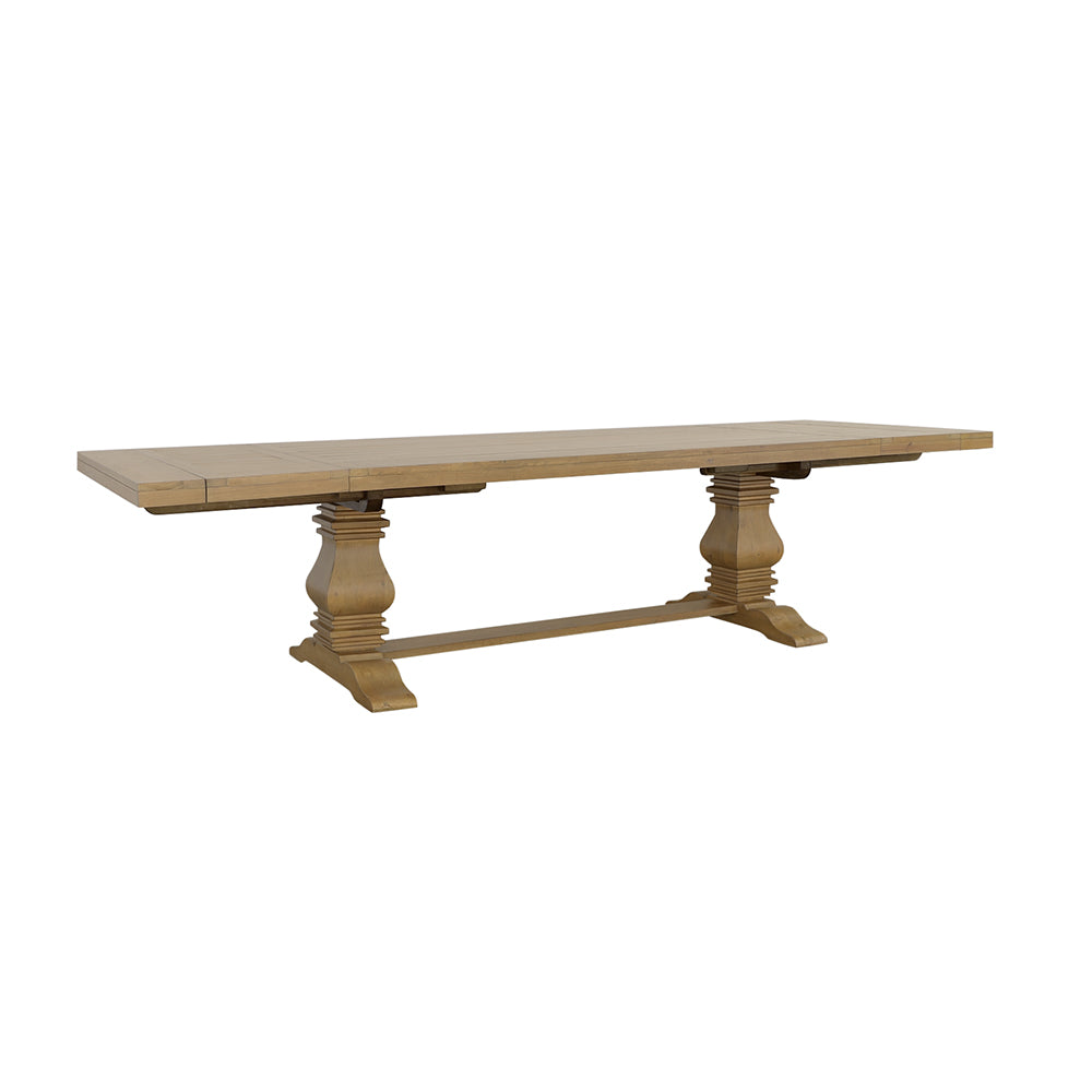 Dining Table - Florence Double Pedestal Dining Table Rustic Smoke