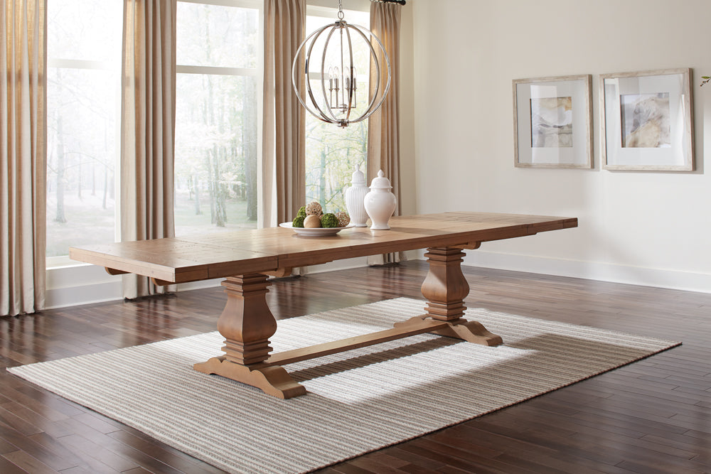 Dining Table - Florence Double Pedestal Dining Table Rustic Smoke