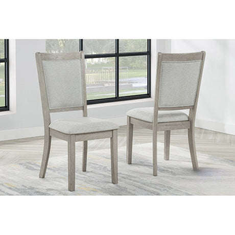 Farmhouse Style 5pc Round Dining Set, 42' Wood Round Dining Table and 4 Upholstered Side Chair, Gray - sold by Home Elegance USA