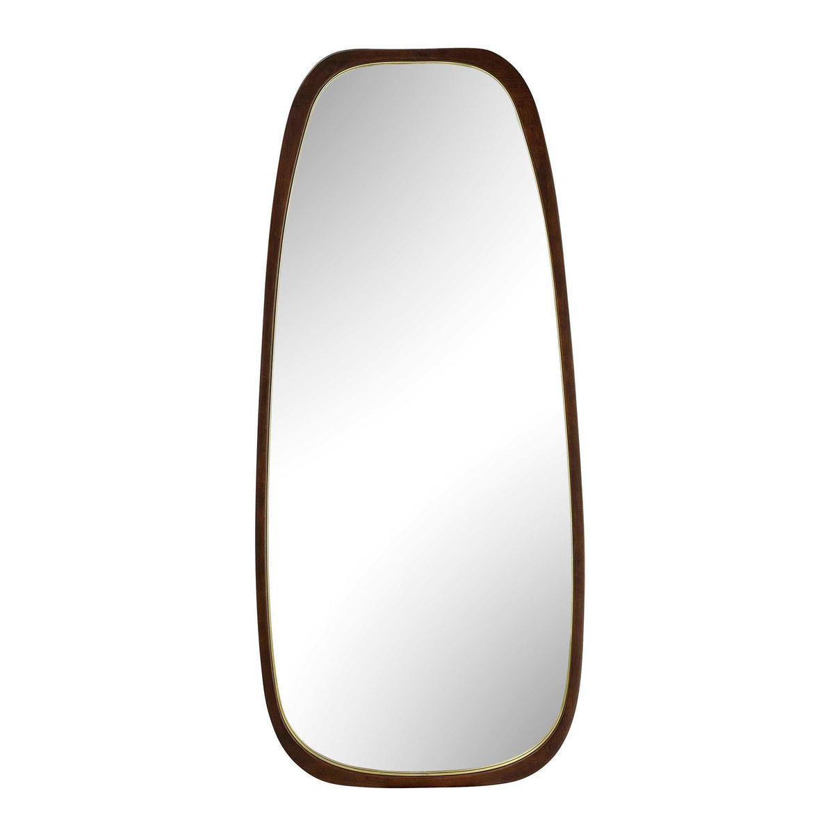 Zachari Asymmetrical Tall Mirror Gold / Woodtone - Dark Brown by Uttermost - View 1