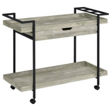 Bar Cart - Ventura 2-tier Bar Cart with Storage Drawer Grey Driftwood