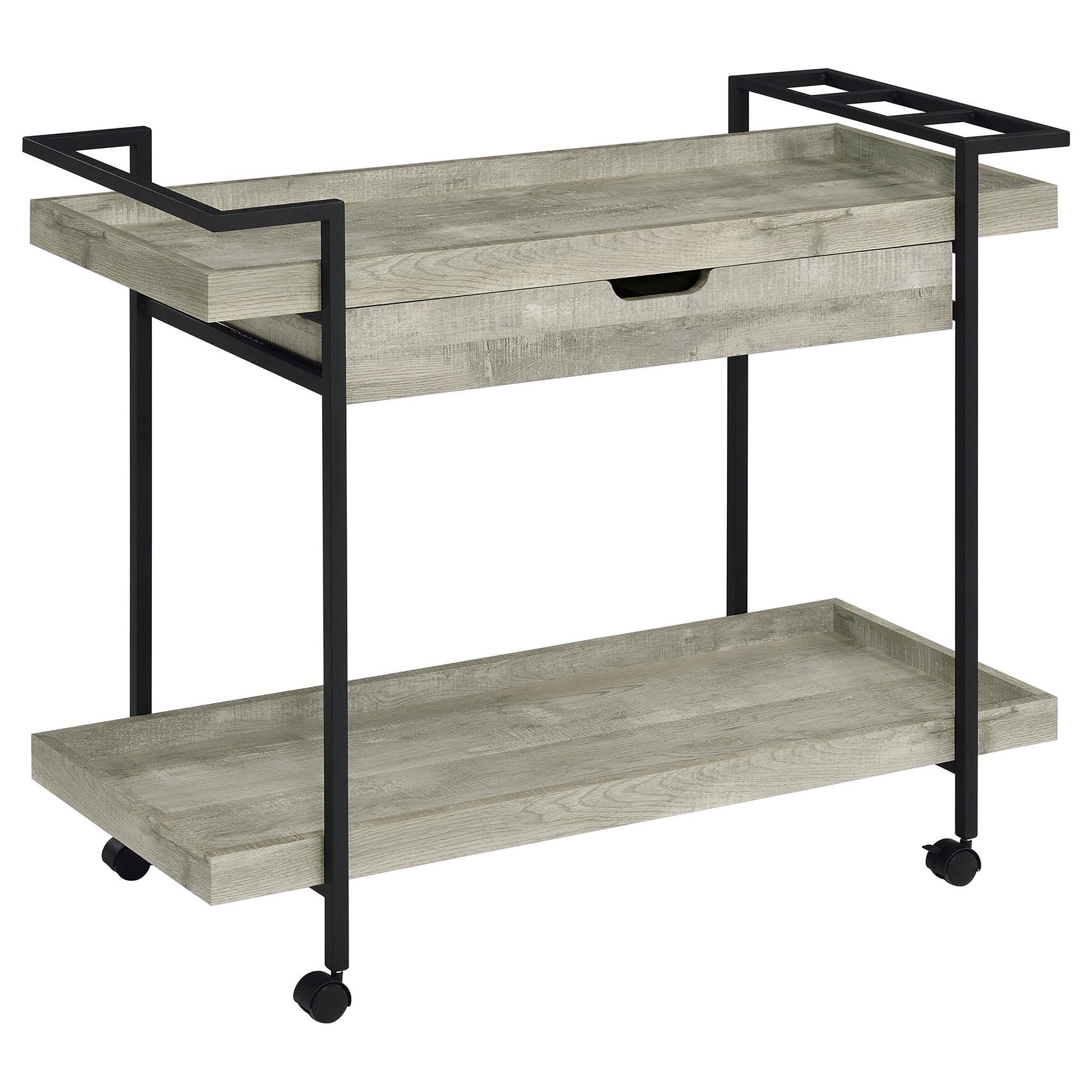 Bar Cart - Ventura 2-tier Bar Cart with Storage Drawer Grey Driftwood