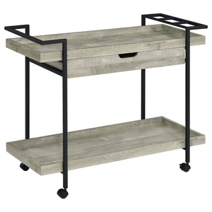 Bar Cart - Ventura 2-tier Bar Cart with Storage Drawer Grey Driftwood