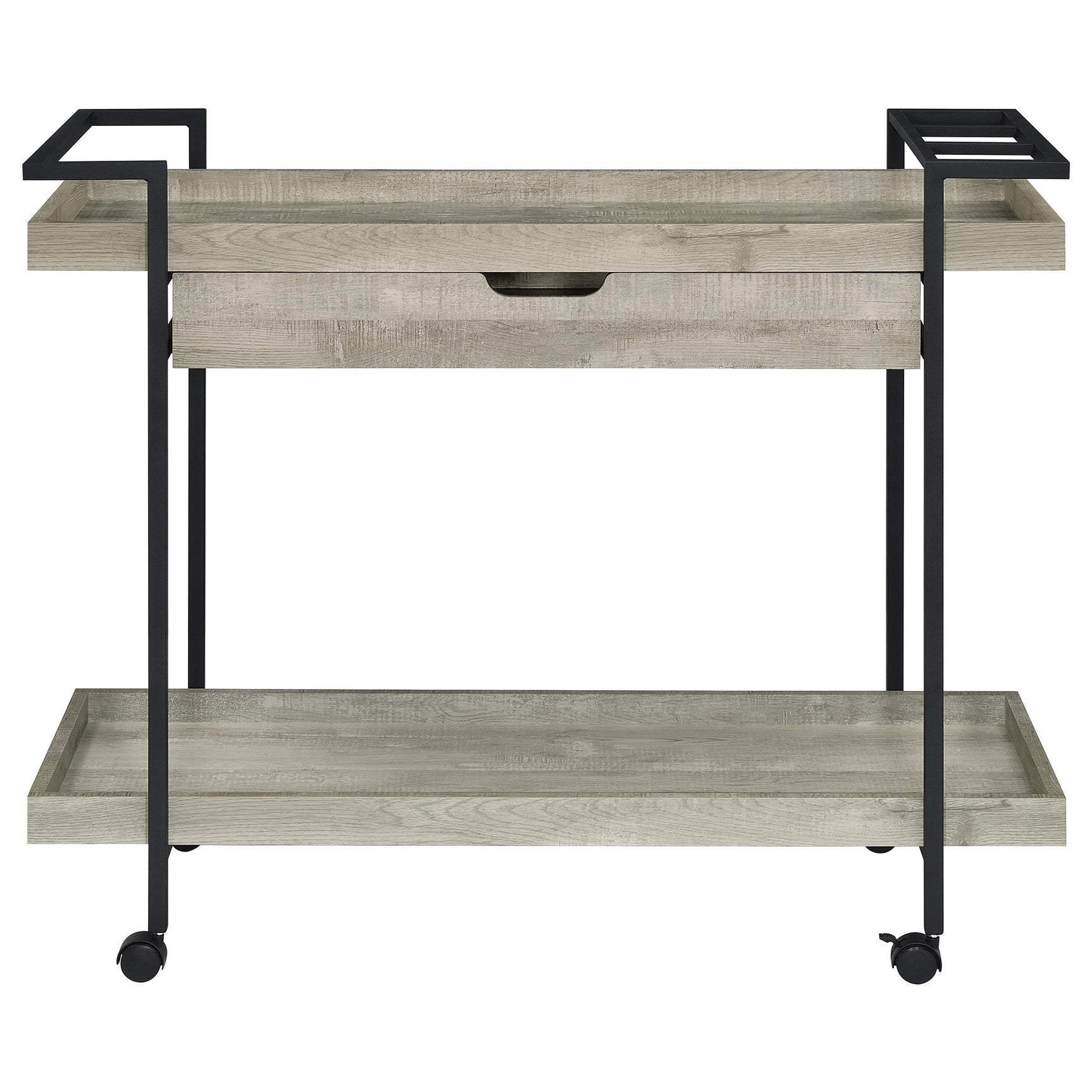 Bar Cart - Ventura 2-tier Bar Cart with Storage Drawer Grey Driftwood