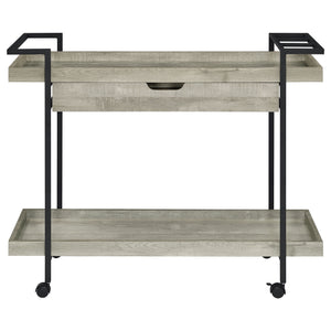 Bar Cart - Ventura 2-tier Bar Cart with Storage Drawer Grey Driftwood