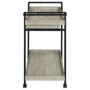 Bar Cart - Ventura 2-tier Bar Cart with Storage Drawer Grey Driftwood