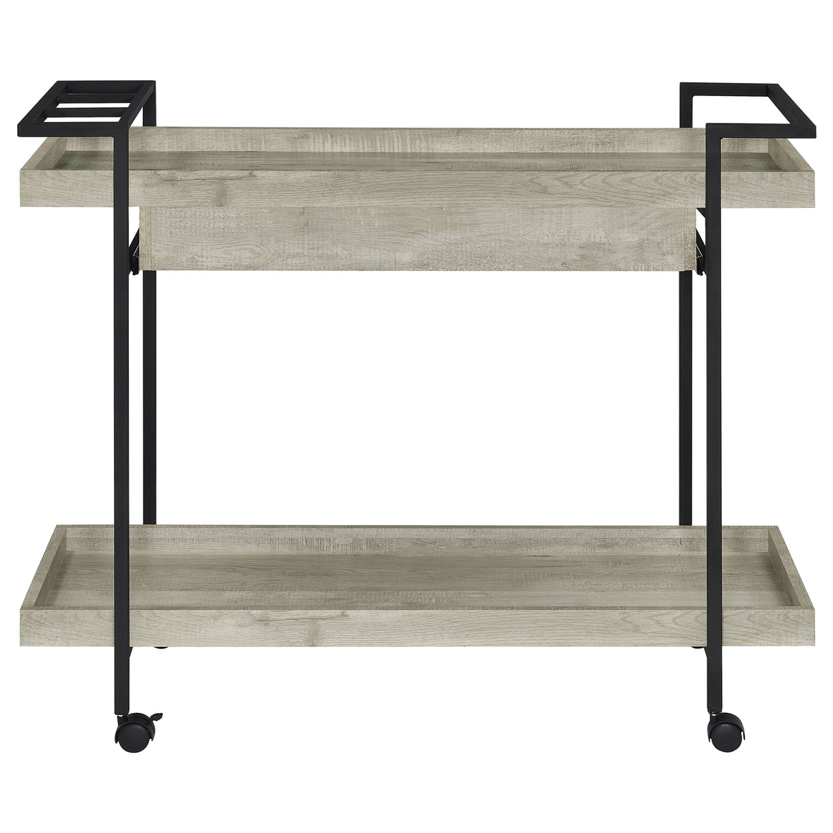 Bar Cart - Ventura 2-tier Bar Cart with Storage Drawer Grey Driftwood