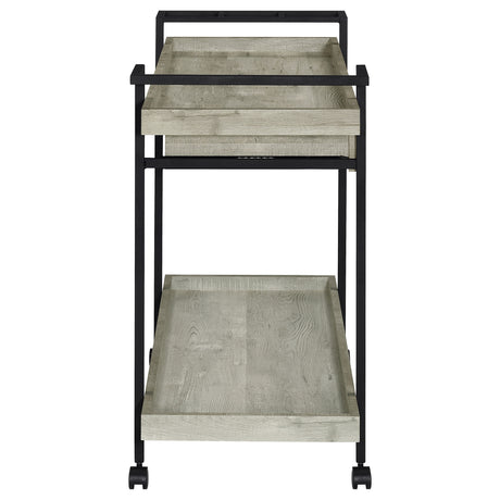 Bar Cart - Ventura 2-tier Bar Cart with Storage Drawer Grey Driftwood