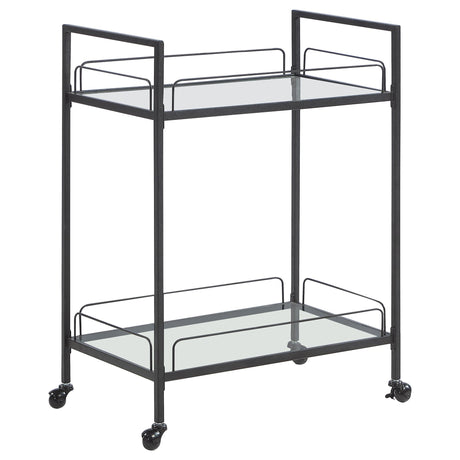 Curltis Serving Cart with Glass Shelves Clear and Black | Coaster - 181065 - Home Elegance USA - 1