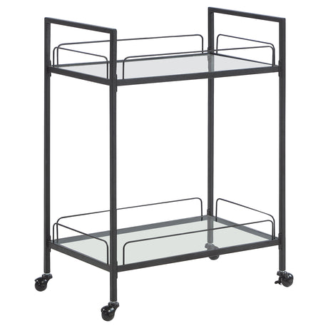 Bar Cart - Curltis Serving Cart with Glass Shelves Clear and Black