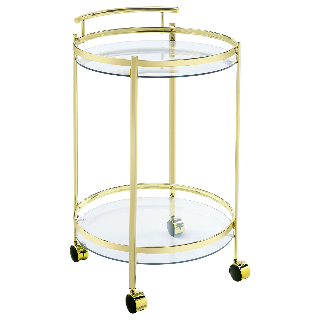 Bar Cart - Chrissy 2-tier Round Glass Bar Cart Brass