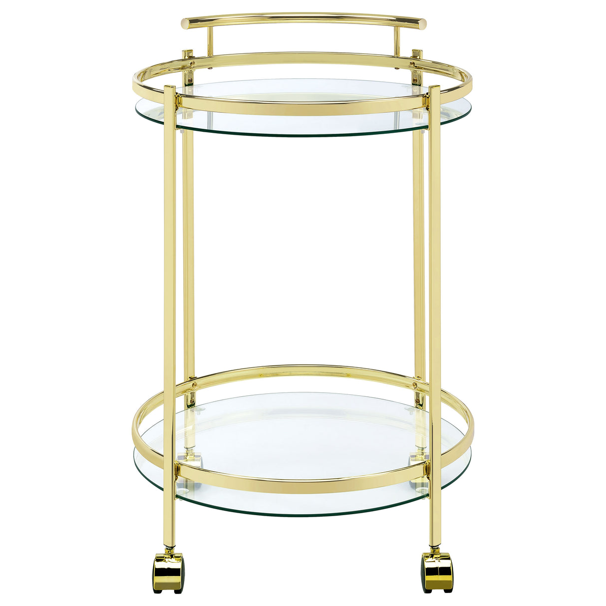 Bar Cart - Chrissy 2-tier Round Glass Bar Cart Brass