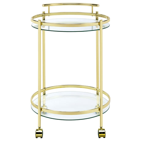 Bar Cart - Chrissy 2-tier Round Glass Bar Cart Brass