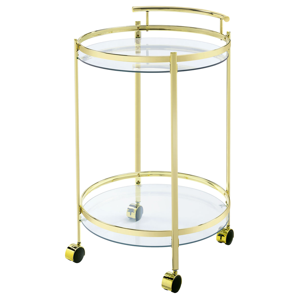 Bar Cart - Chrissy 2-tier Round Glass Bar Cart Brass