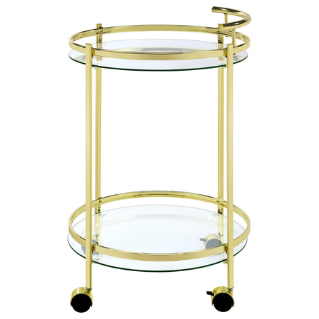 Bar Cart - Chrissy 2-tier Round Glass Bar Cart Brass