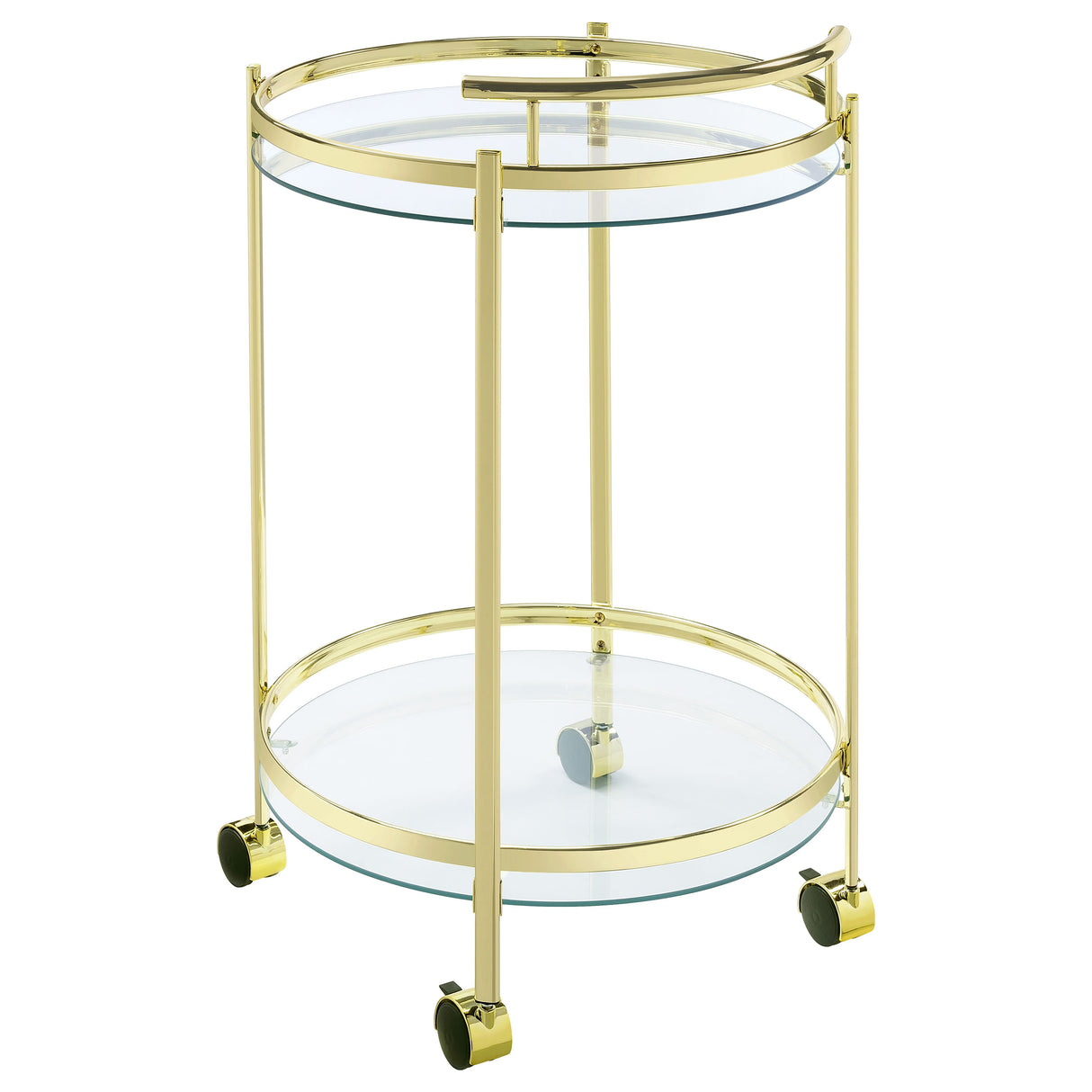 Bar Cart - Chrissy 2-tier Round Glass Bar Cart Brass