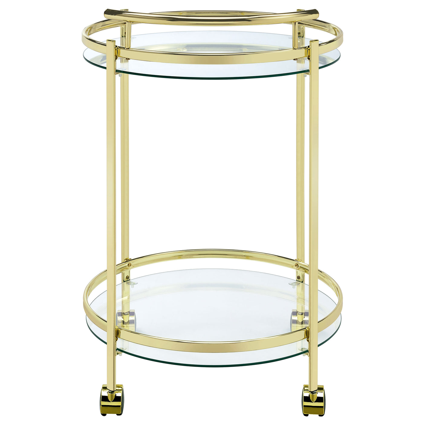Bar Cart - Chrissy 2-tier Round Glass Bar Cart Brass