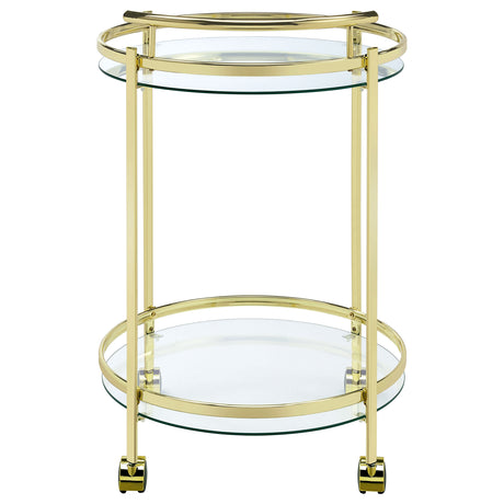 Bar Cart - Chrissy 2-tier Round Glass Bar Cart Brass