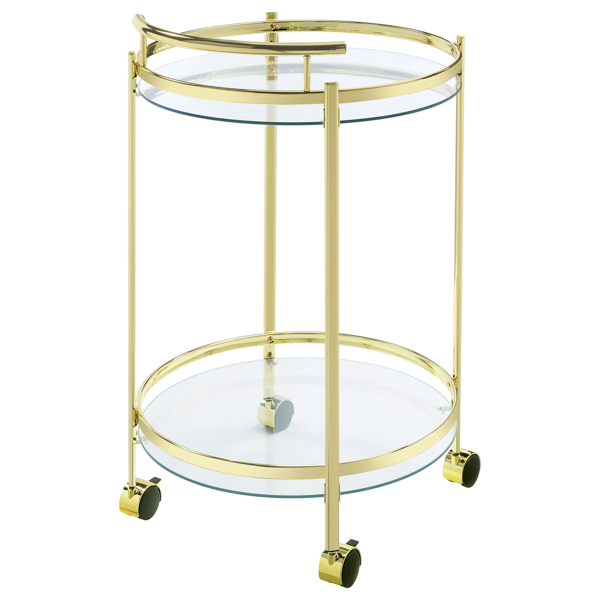 Bar Cart - Chrissy 2-tier Round Glass Bar Cart Brass