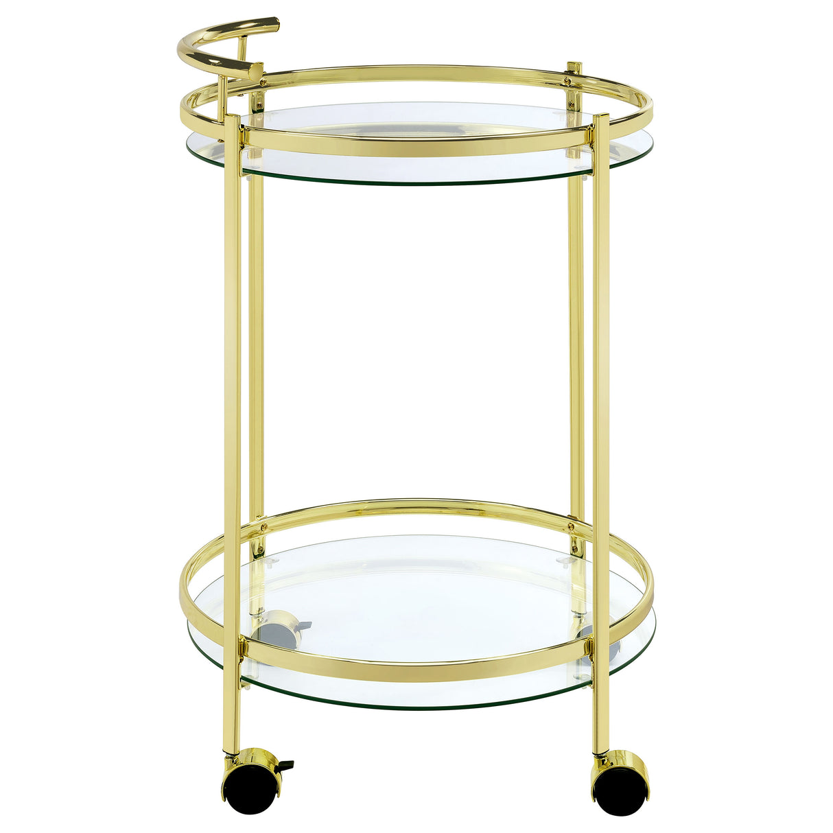 Bar Cart - Chrissy 2-tier Round Glass Bar Cart Brass