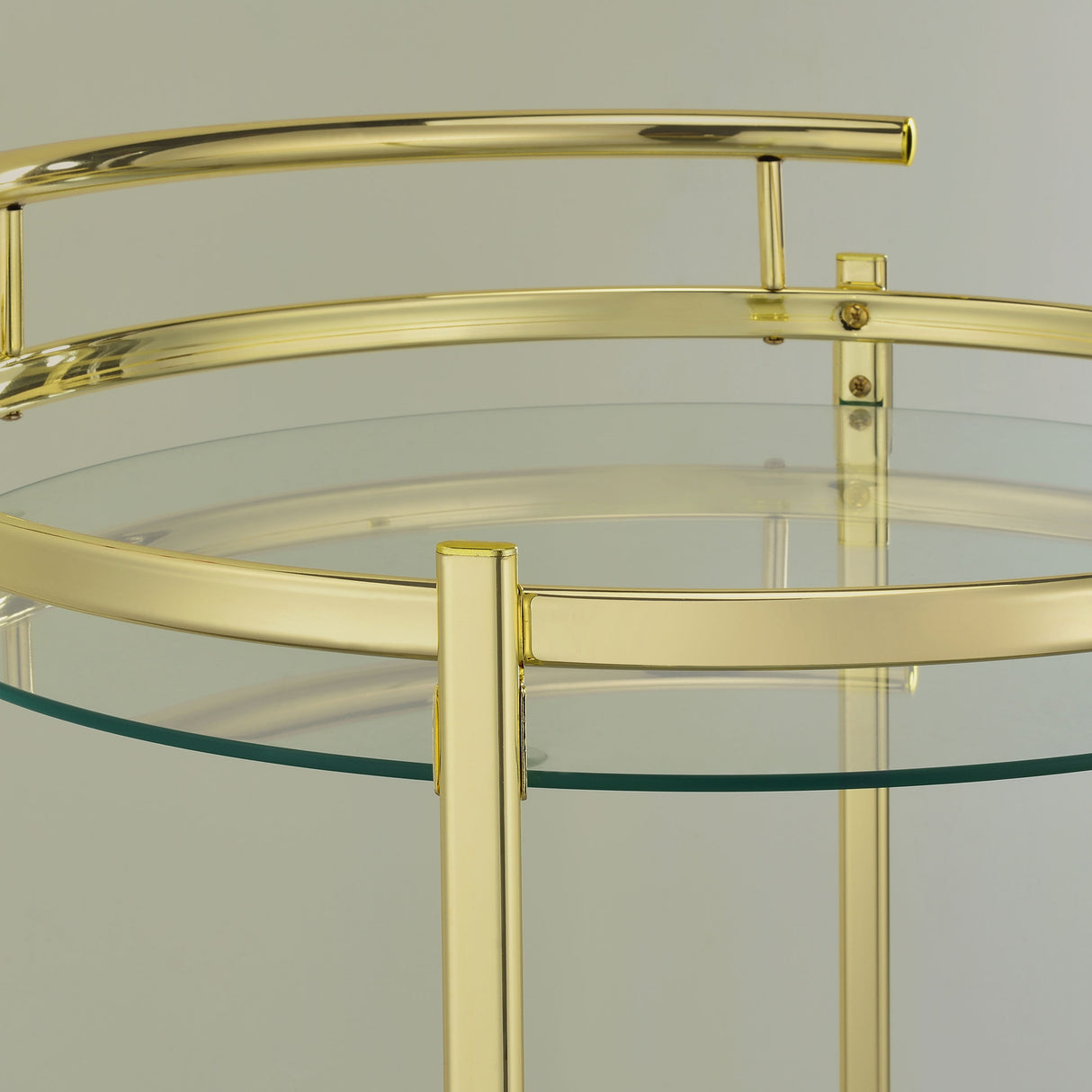 Bar Cart - Chrissy 2-tier Round Glass Bar Cart Brass