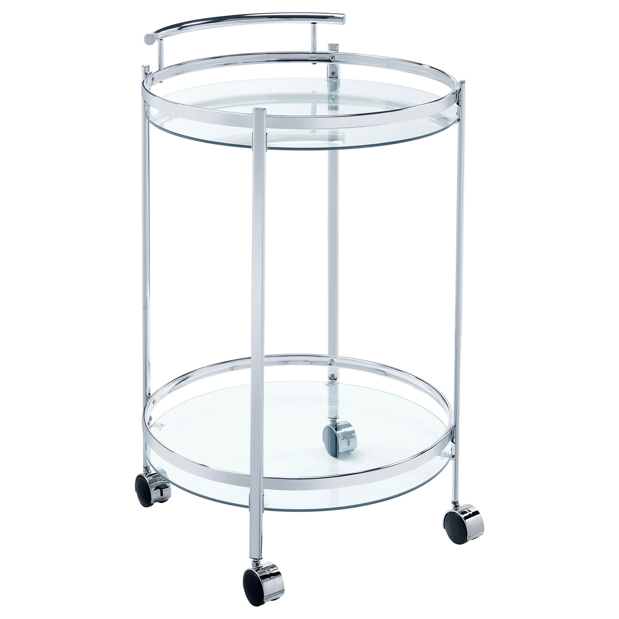 Bar Cart - Chrissy 2-tier Round Glass Bar Cart Chrome