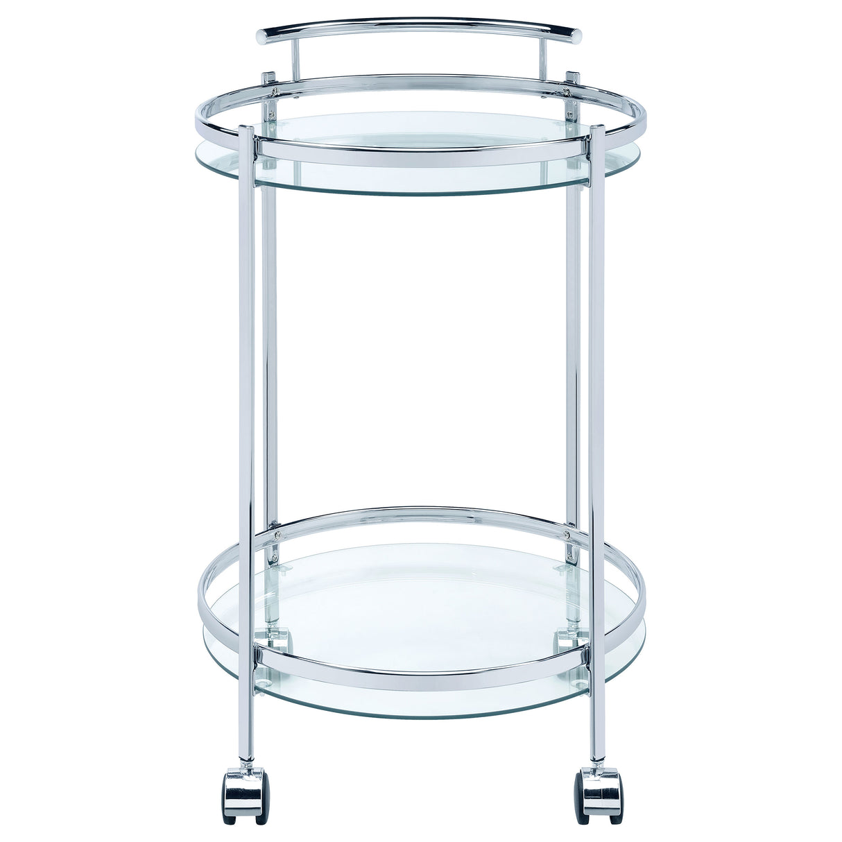 Bar Cart - Chrissy 2-tier Round Glass Bar Cart Chrome