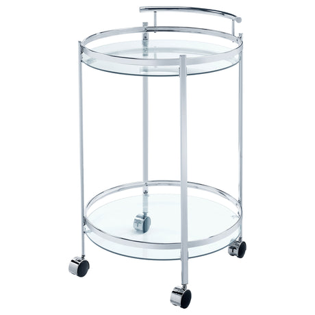 Bar Cart - Chrissy 2-tier Round Glass Bar Cart Chrome