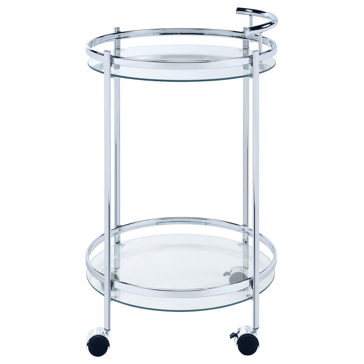 Bar Cart - Chrissy 2-tier Round Glass Bar Cart Chrome