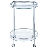 Bar Cart - Chrissy 2-tier Round Glass Bar Cart Chrome