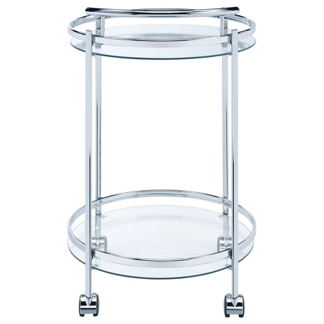 Bar Cart - Chrissy 2-tier Round Glass Bar Cart Chrome