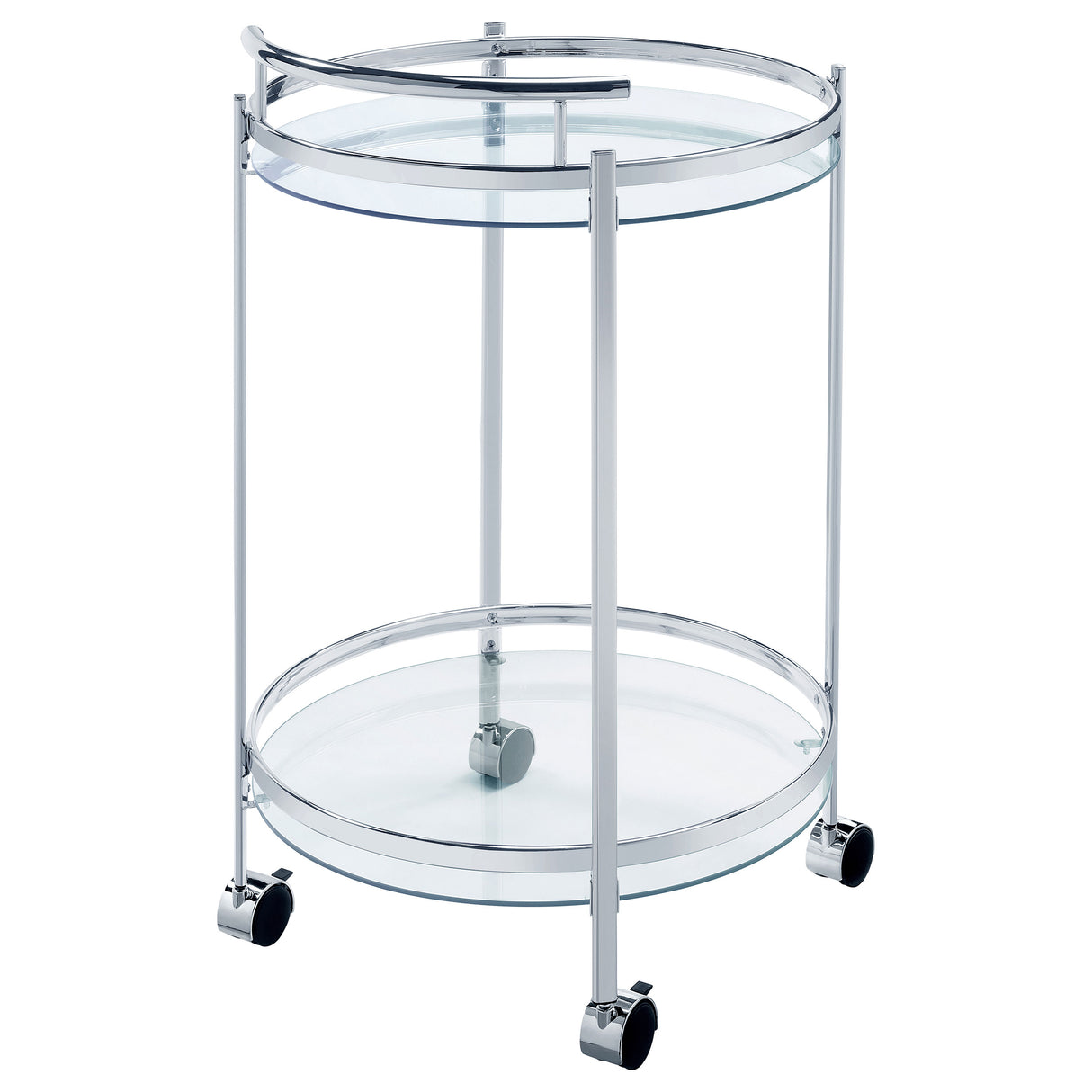 Bar Cart - Chrissy 2-tier Round Glass Bar Cart Chrome