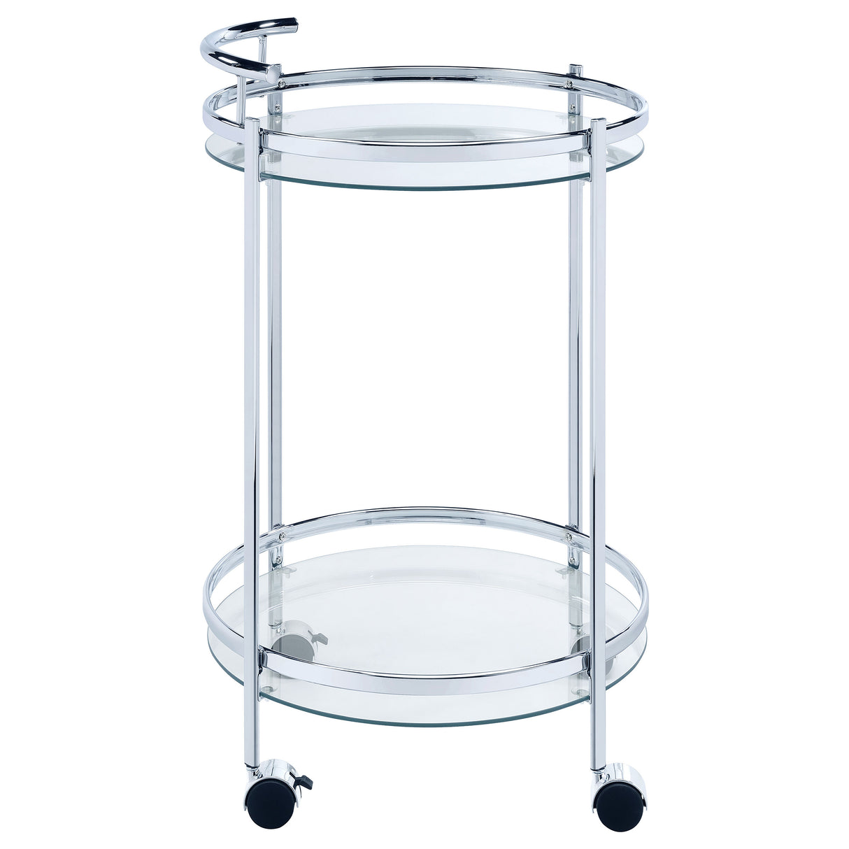 Bar Cart - Chrissy 2-tier Round Glass Bar Cart Chrome