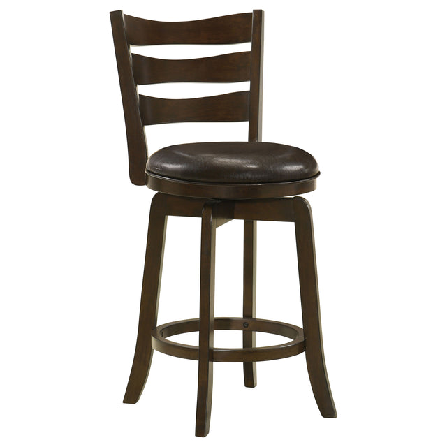 Counter Stool - Murphy Ladder Back Counter Height Swivel Bar Stool Dark Cherry and Brown