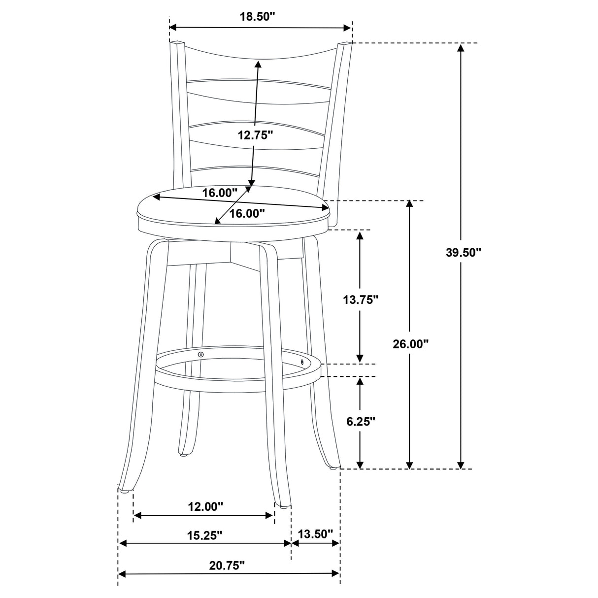 Counter Stool - Murphy Ladder Back Counter Height Swivel Bar Stool Dark Cherry and Brown