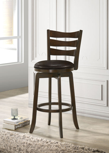 Bar Stool - Murphy Ladder Back Pub Height Swivel Bar Stool Dark Cherry and Brown